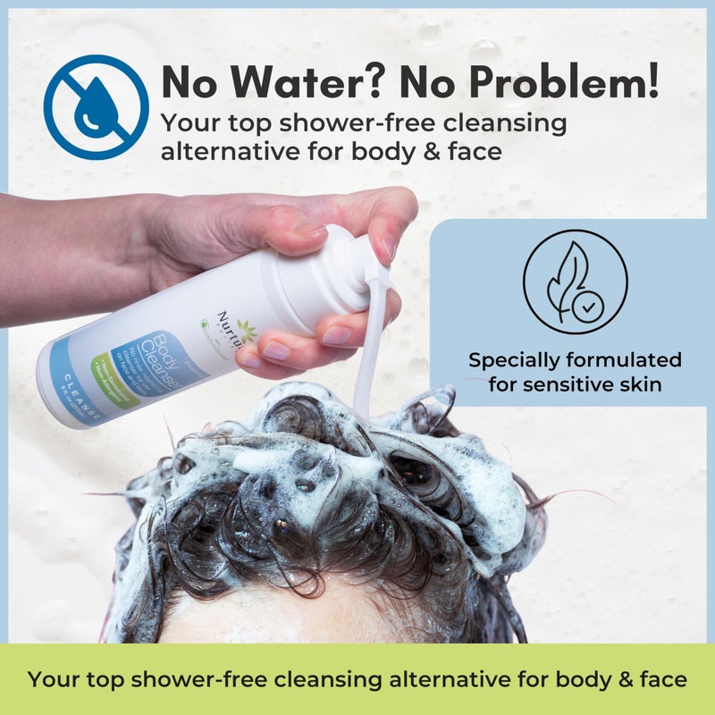 Nurture Valley Nurture Rinse Free Waterless Foaming Cleanser | Women, Camping, Elderly & Hospital Care | Waterless Shower & Bath Wash w/Aloe for Sensitive Dry Skin - Image 3